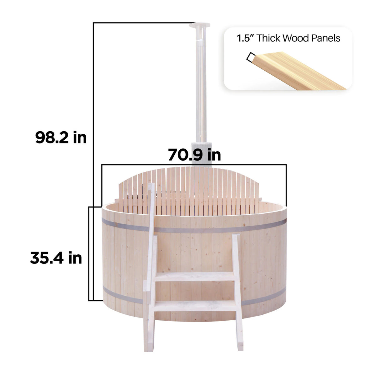 Wood-Fired Hot Tub and Ice Bath with Internal Stove – 4-5 Person – Pine