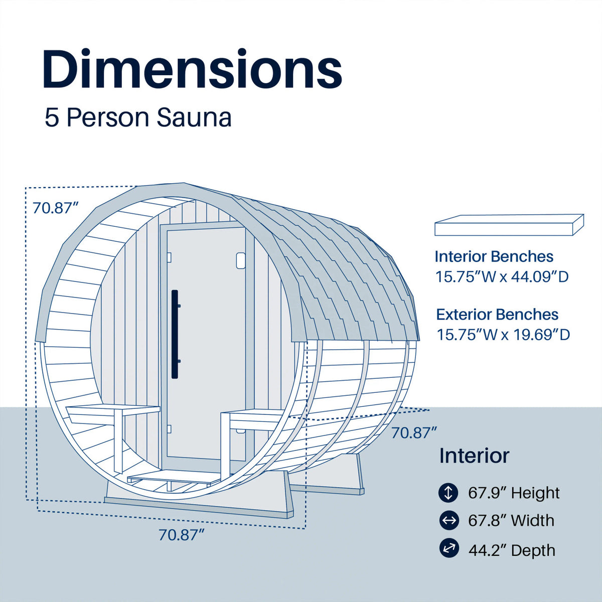 Aster Barrel Outdoor Sauna with Porch – 3-5 Person