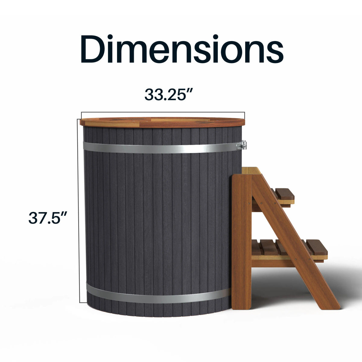 Lumina Outdoor Wooden Ice Bath Cold Plunge Tub | 118 Gallon Water Capacity | 37.5” x 33.25”