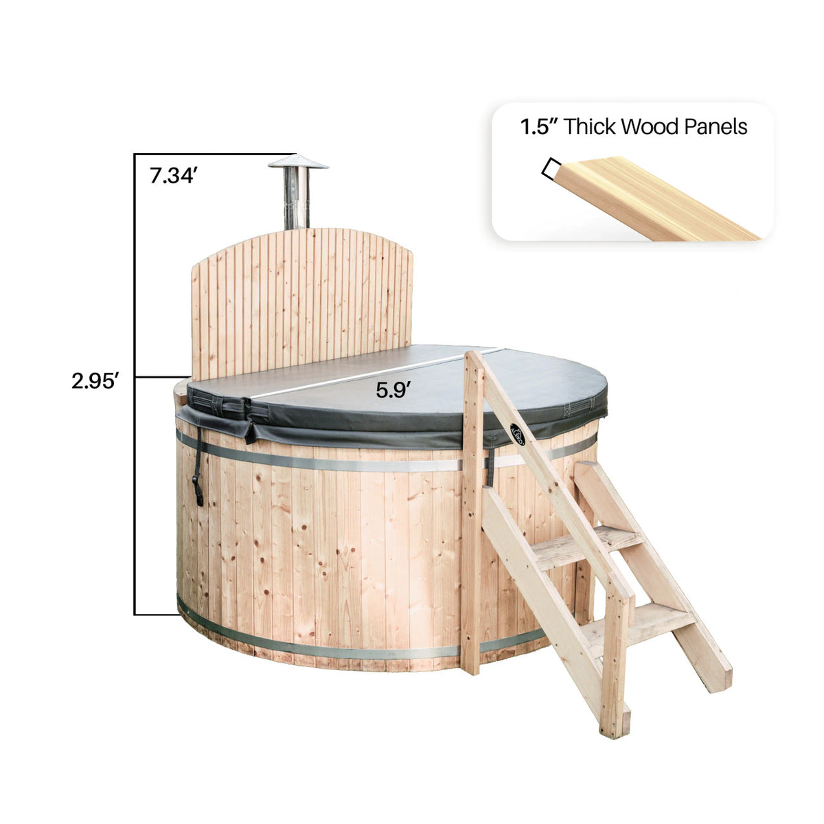 Wood-Fired Hot Tub and Ice Bath – 4-5 Person – Pine