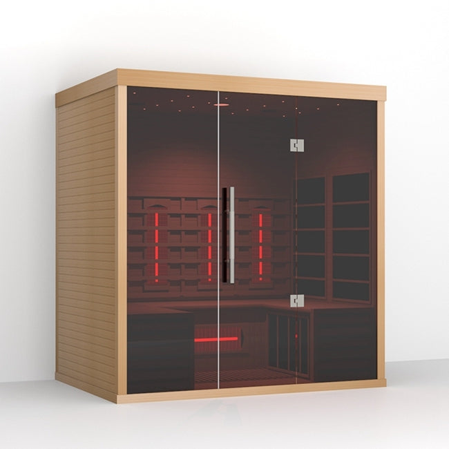 Lumin Three infrared sauna, three quarter view from the right
