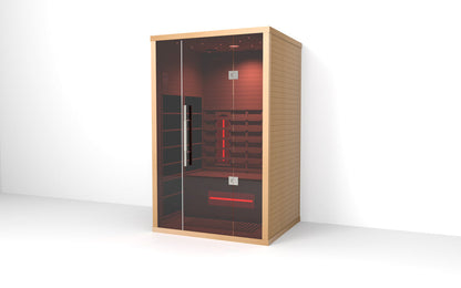 Lumin Two infrared sauna, three quarter view from the right