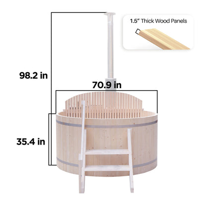 Wood-Fired Hot Tub and Ice Bath with Internal Stove – 4-5 Person – Pine