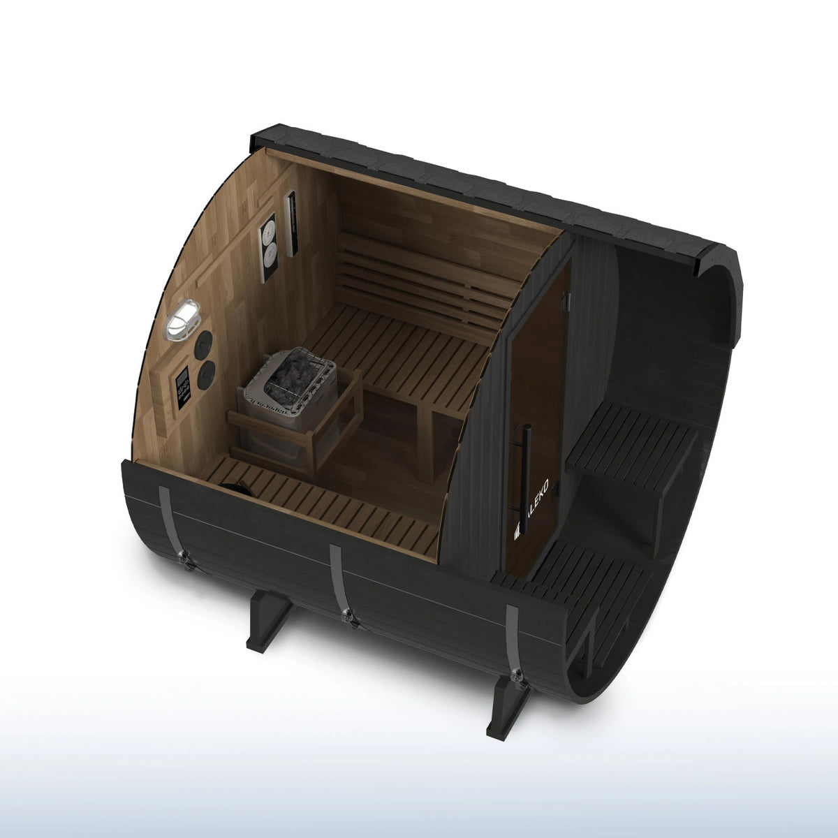 Aster Barrel Outdoor Sauna with Porch – 3-5 Person