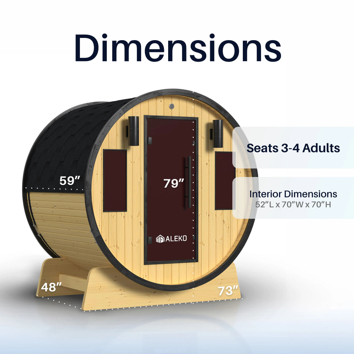 Celasia White Finland Pine Barrel Sauna - 3-4 Person