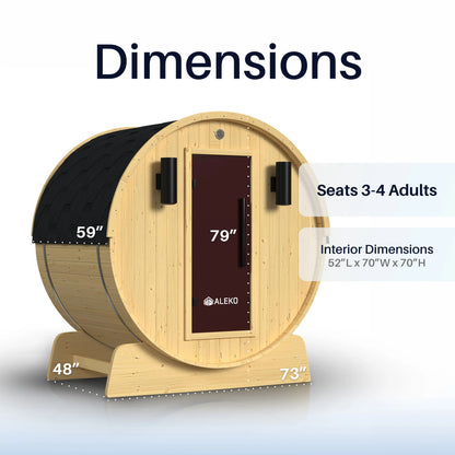 Anémona White Finland Pine Barrel Sauna - 3-4 Person