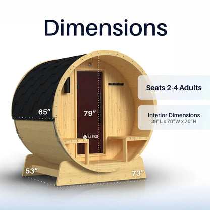 Anémona White Finland Pine Barrel Sauna with Front Porch Canopy - 2-4 Person