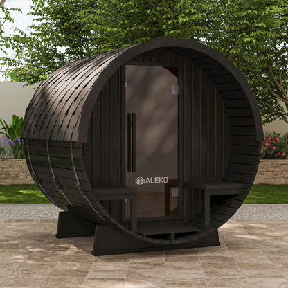 Aster Barrel Outdoor Sauna with Porch – 3-5 Person