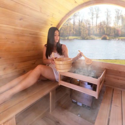 Liatris Red Cedar Barrel Sauna with Panoramic Window - 6-8 Person