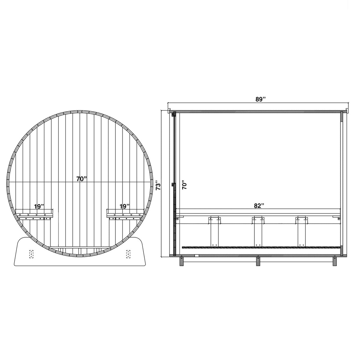 Liatris Red Cedar Barrel Sauna with Panoramic Window - 6-8 Person