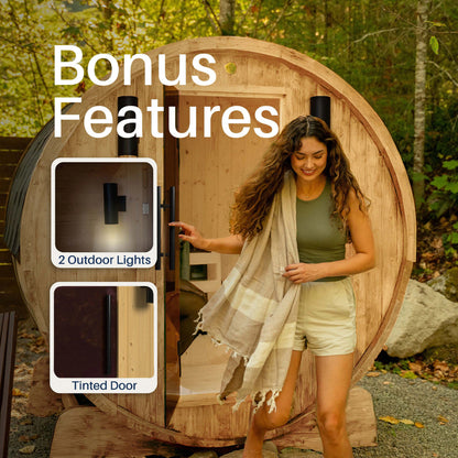 Liatris Red Cedar Barrel Sauna with Panoramic Window - 6-8 Person