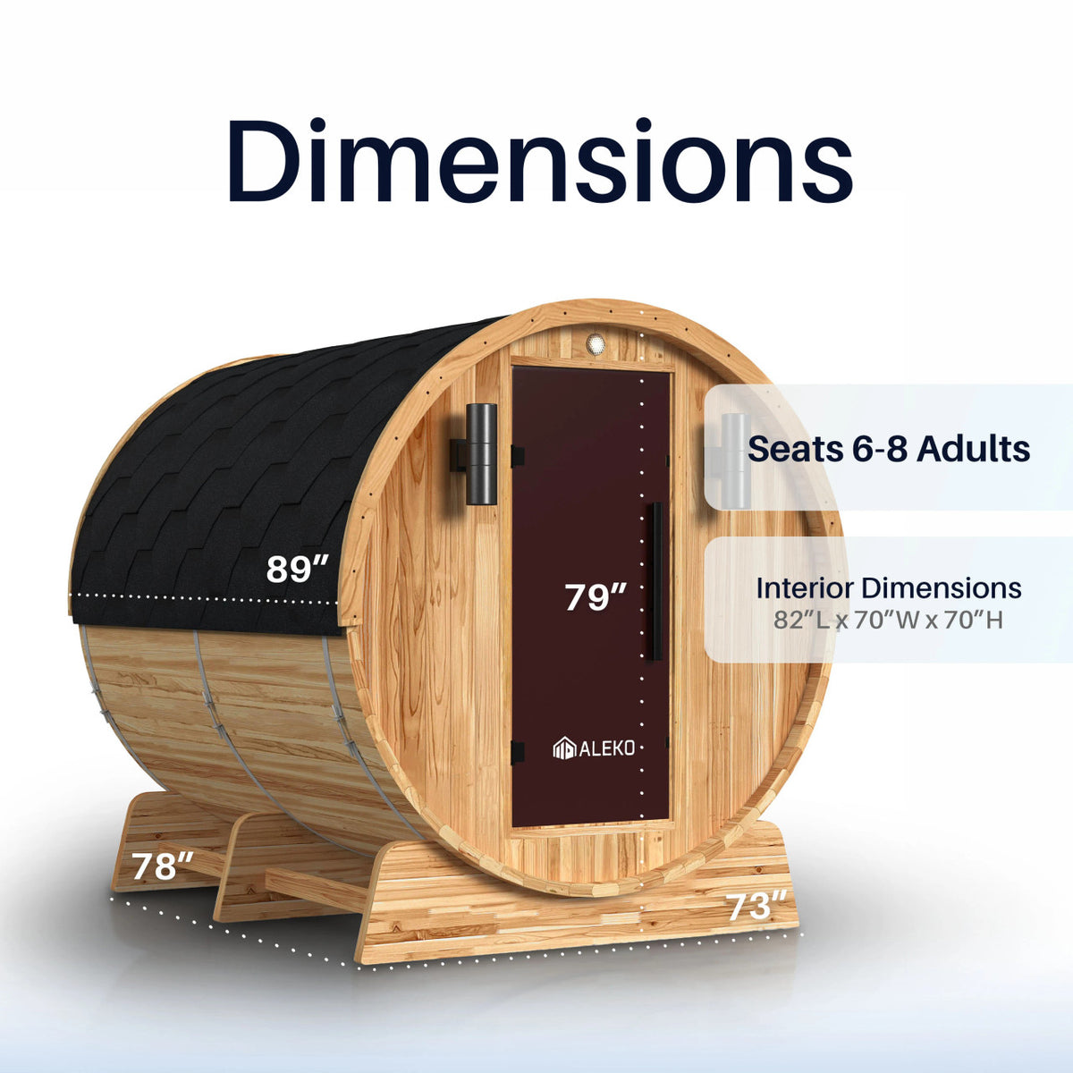 Liatris Red Cedar Barrel Sauna with Panoramic Window - 6-8 Person