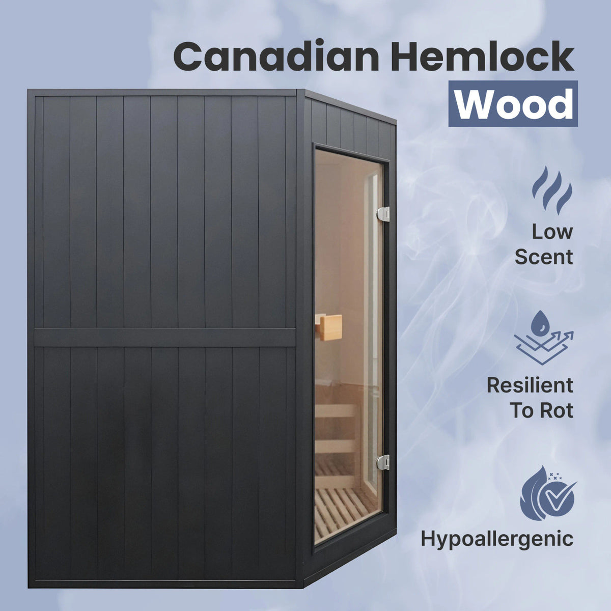 Viola Canadian Hemlock Traditional Indoor Sauna  - 3-4 Person