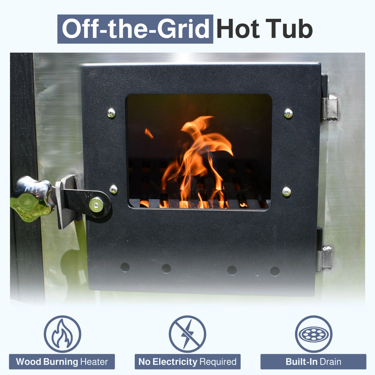 Stainless Steel Hot Tub & Cold Plunge Tub – Wood-Fired Heater – 1-3 People