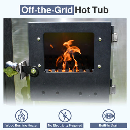 Stainless Steel Hot Tub & Cold Plunge Tub – Wood-Fired Heater – 1-3 People