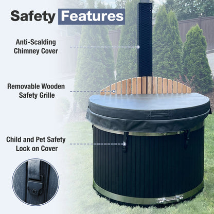 Stainless Steel Hot Tub & Cold Plunge Tub – Wood-Fired Heater – 3-5 People