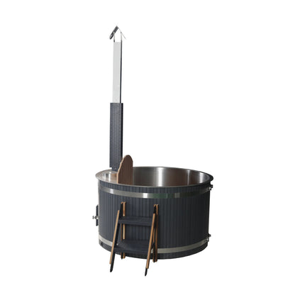 Stainless Steel Hot Tub & Cold Plunge Tub – Wood-Fired Heater – 3-5 People