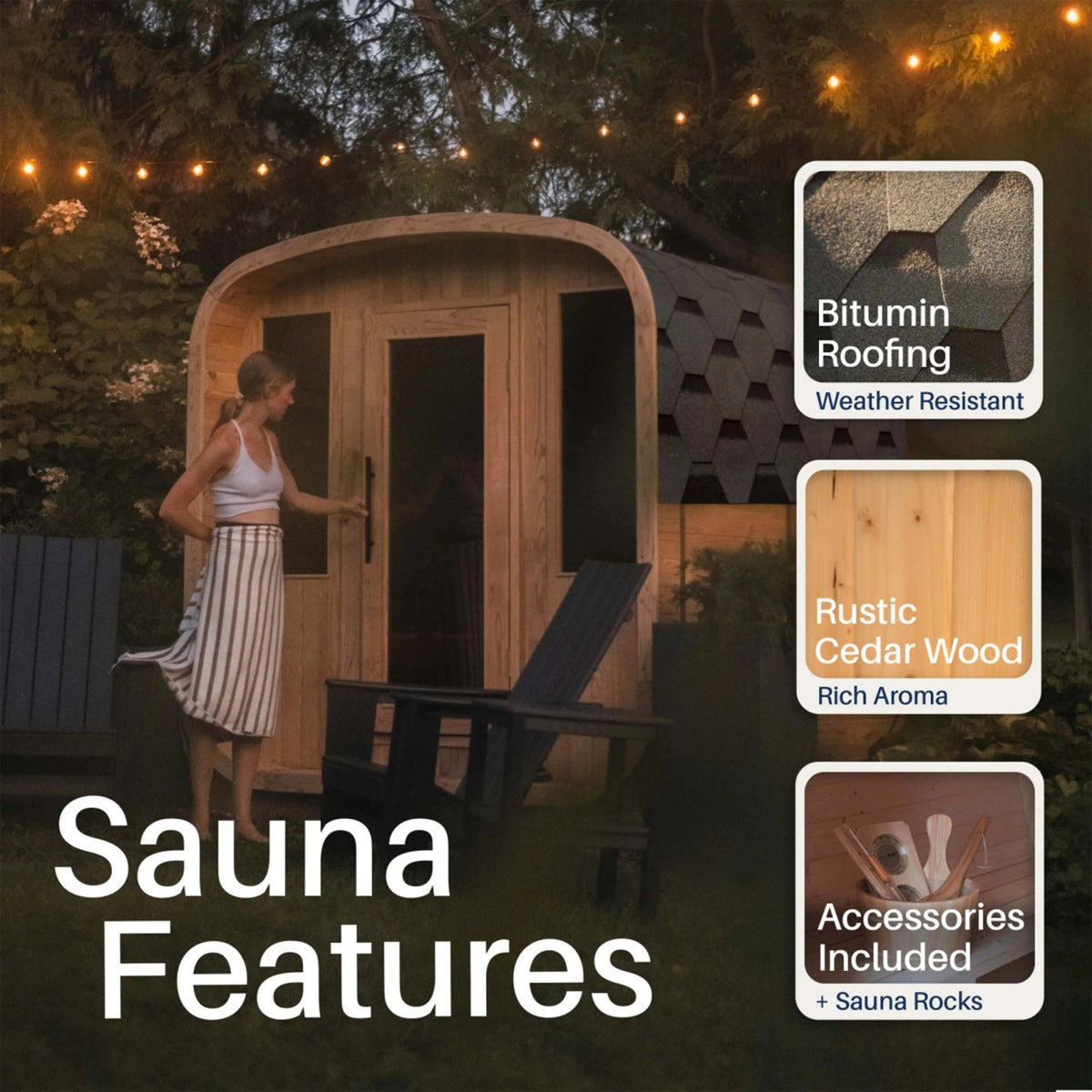Arnica Rustic Cedar Square Sauna – 4 Person