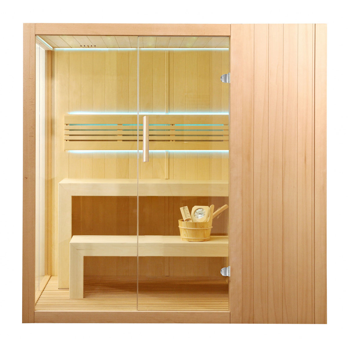 Canadian Hemlock Traditional Indoor Sauna with LED Lights – 4.5 kW UL Certified Heater – 4-6 People