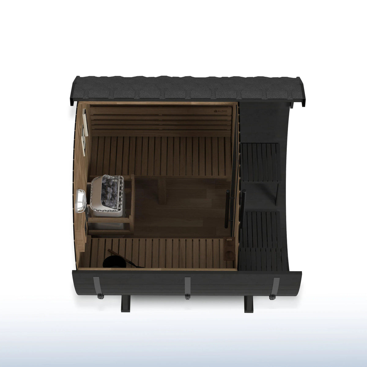 Aster Barrel Outdoor Sauna with Porch – 3-5 Person