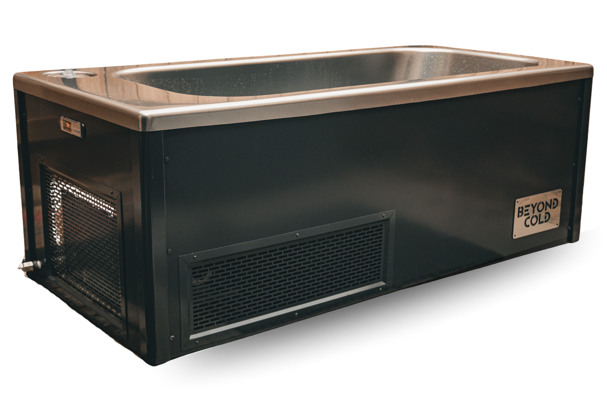 Summit all-in-one cold plunge, studio view showing the stainless rim and integrated chiller vent