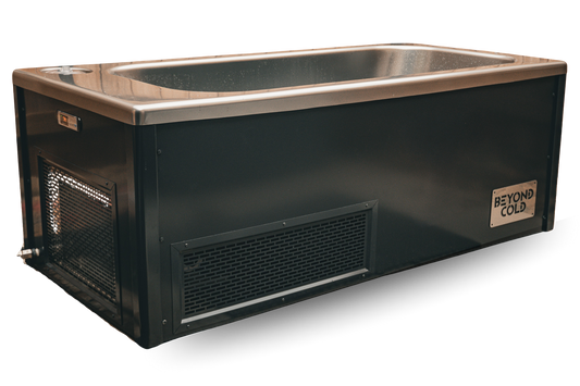 Summit all-in-one cold plunge, studio view showing the stainless rim and integrated chiller vent