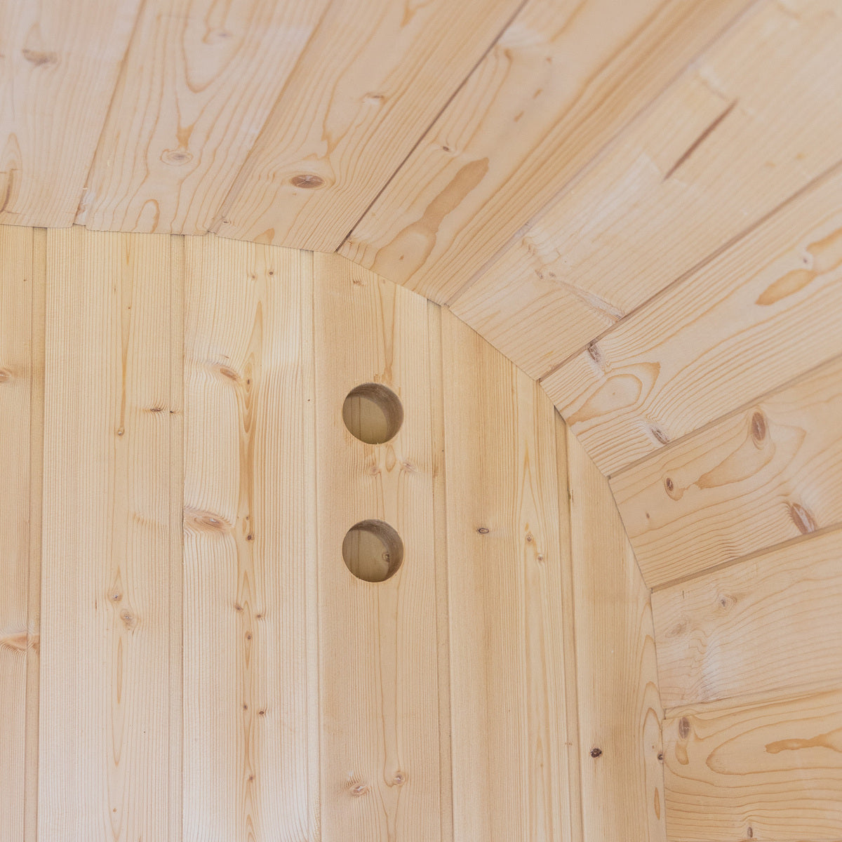 Auris One outdoor cedar sauna, ceiling and vent detail