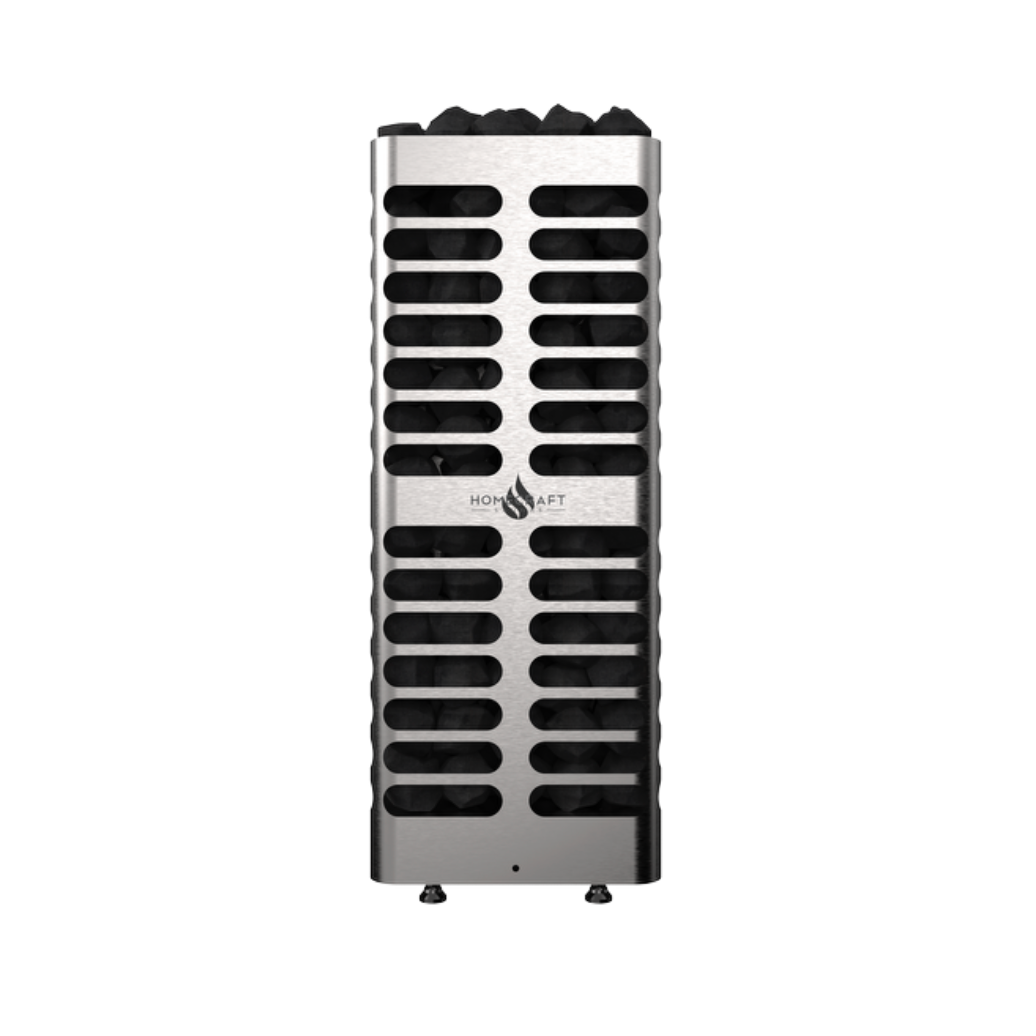Auris Two outdoor cedar sauna, HomeCraft tower heater option