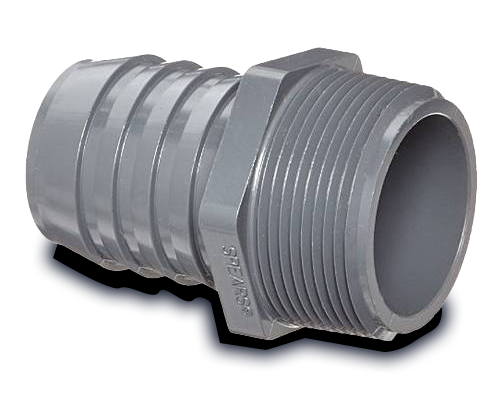 Barbed adapter fitting used to connect vinyl tubing to the pump and chiller